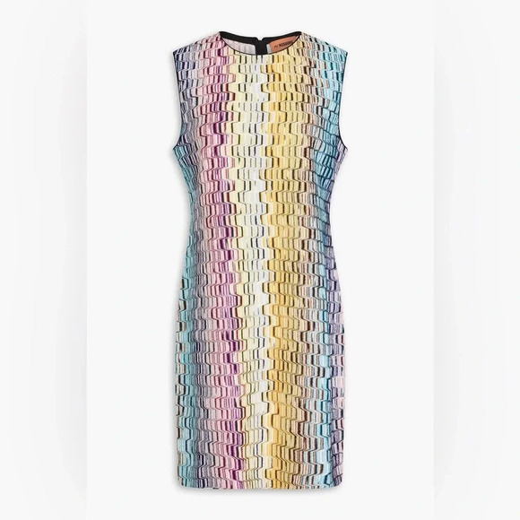 NWT Missoni Metallic Crochet Knit Dress Rainbow Stripe Small IT40 Mini New Rare - Picture 10 of 16